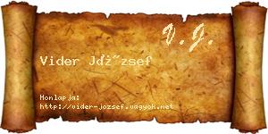 Vider József névjegykártya